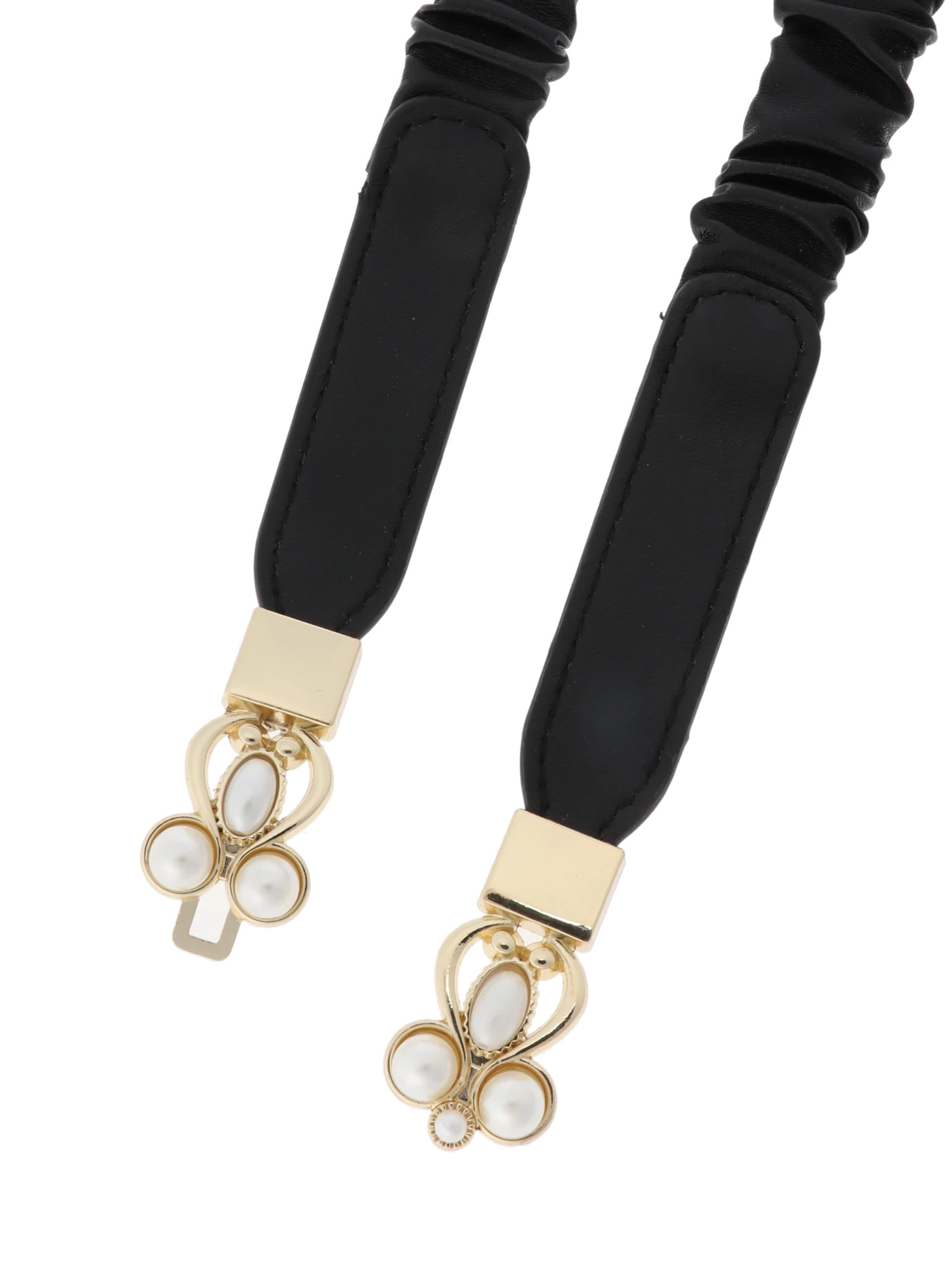 パールゴムベルト（大きいサイズ・ぽっちゃり女子向け｜ベルト｜黒