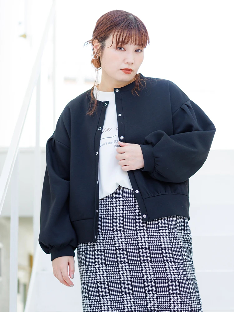WEB限定】リングスナップカーディガン（カーディガン ・軽羽織｜ベージュ・黒）｜【公式】大きいサイズ・ぽっちゃりさん向けのレディースファッションブランドRe-J（リジェイ）supure（スプル）