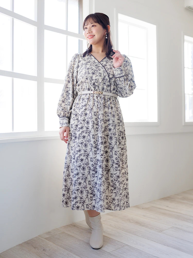 【WEB限定】花柄カシュクールワンピース