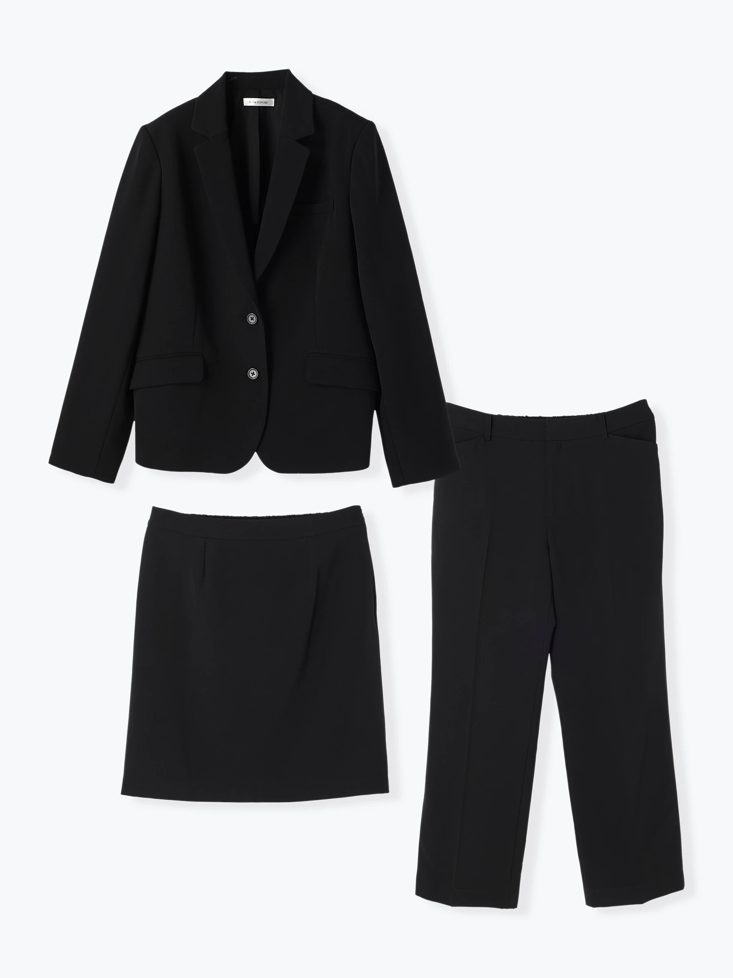 ブラックスーツ3点セット(ジャケット,スカート,パンツ)（大きいサイズ 