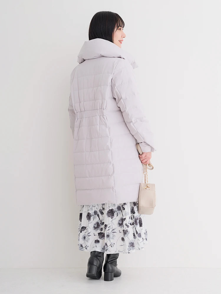 ストレッチボリューム襟ロングダウンコート（大きいサイズ・ぽっちゃり