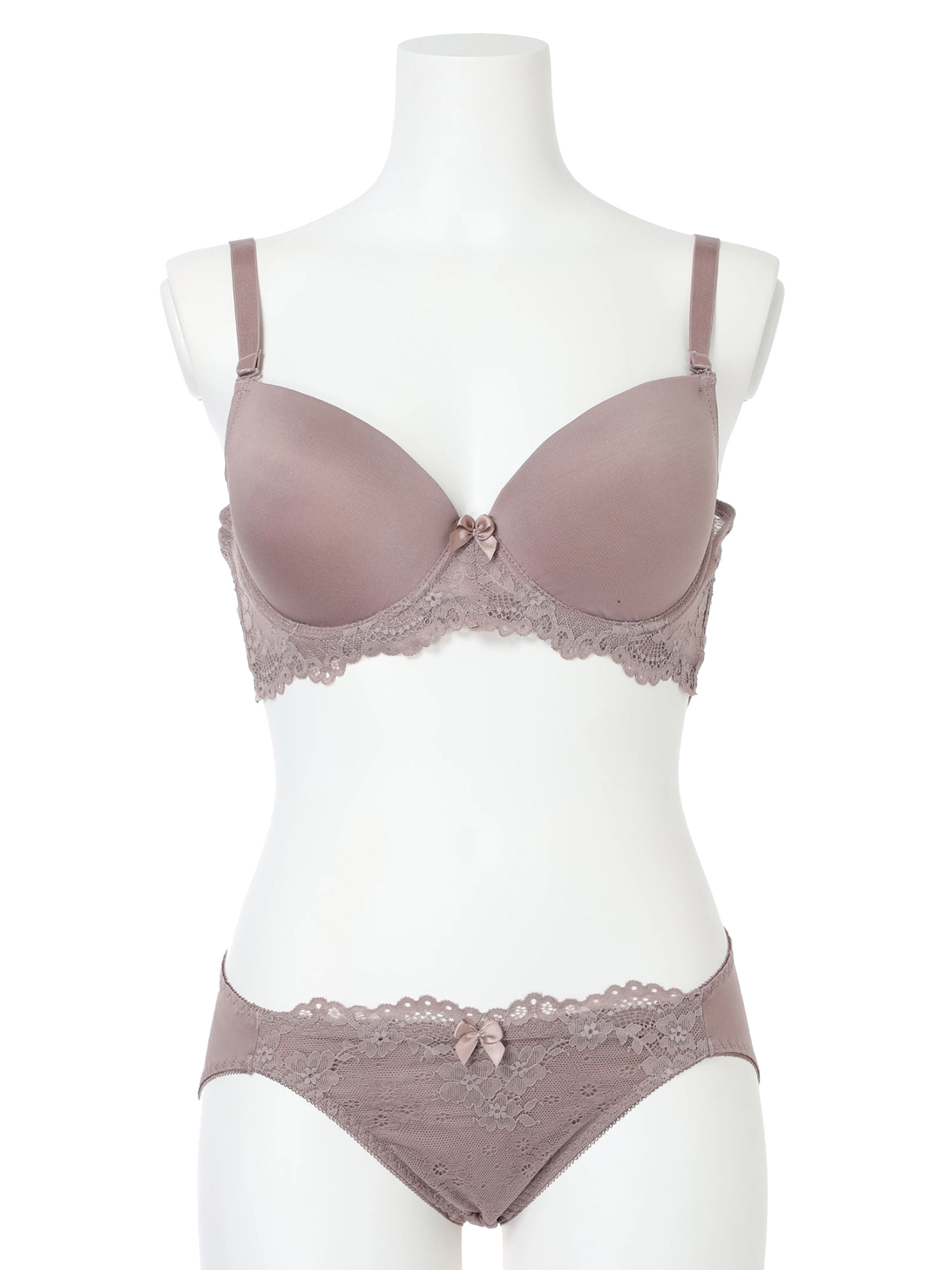 D85-I95]シームレスレースブラ＆ショーツ[モールドカップ