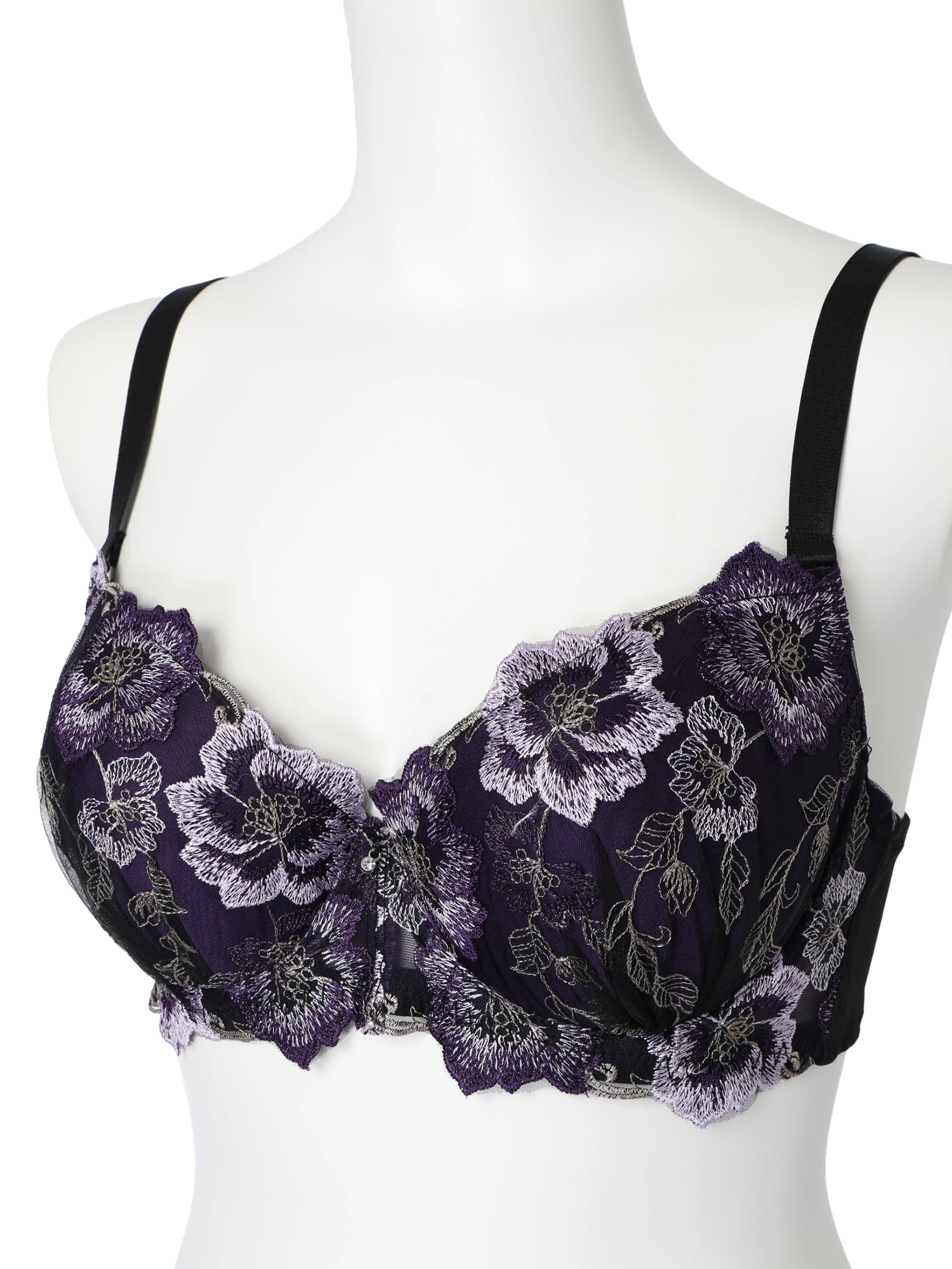 D85-I95]【脇高】ブロッサム刺繍ブラ＆ショーツセット[モールドカップ