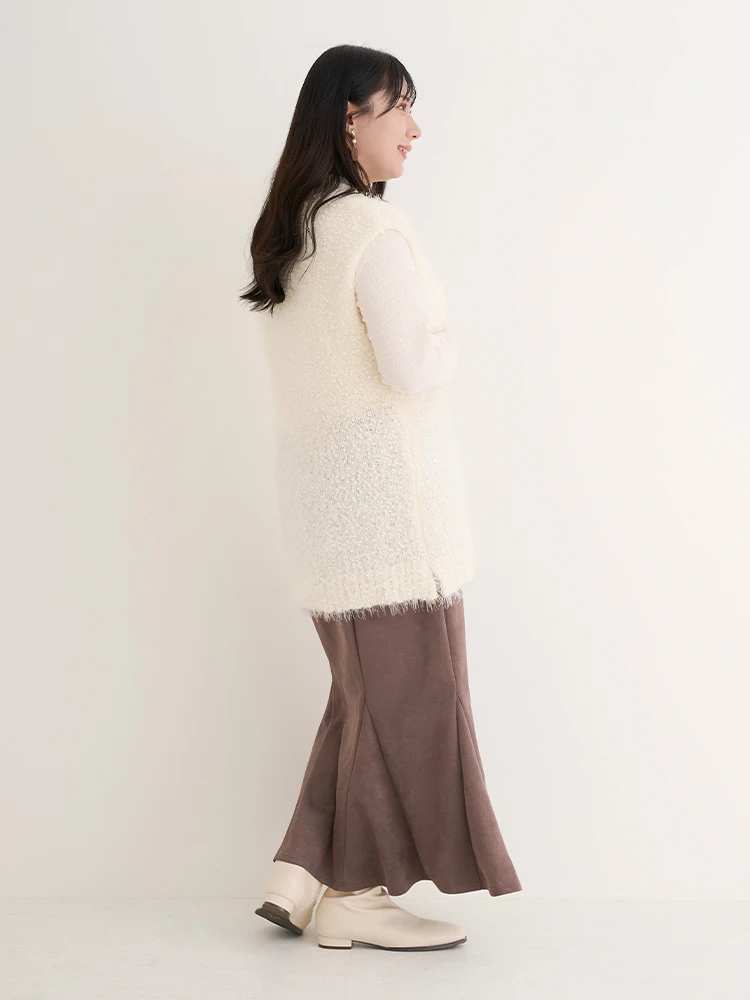 ポンポンラメフェザーベスト（大きいサイズ・ぽっちゃり女子向け