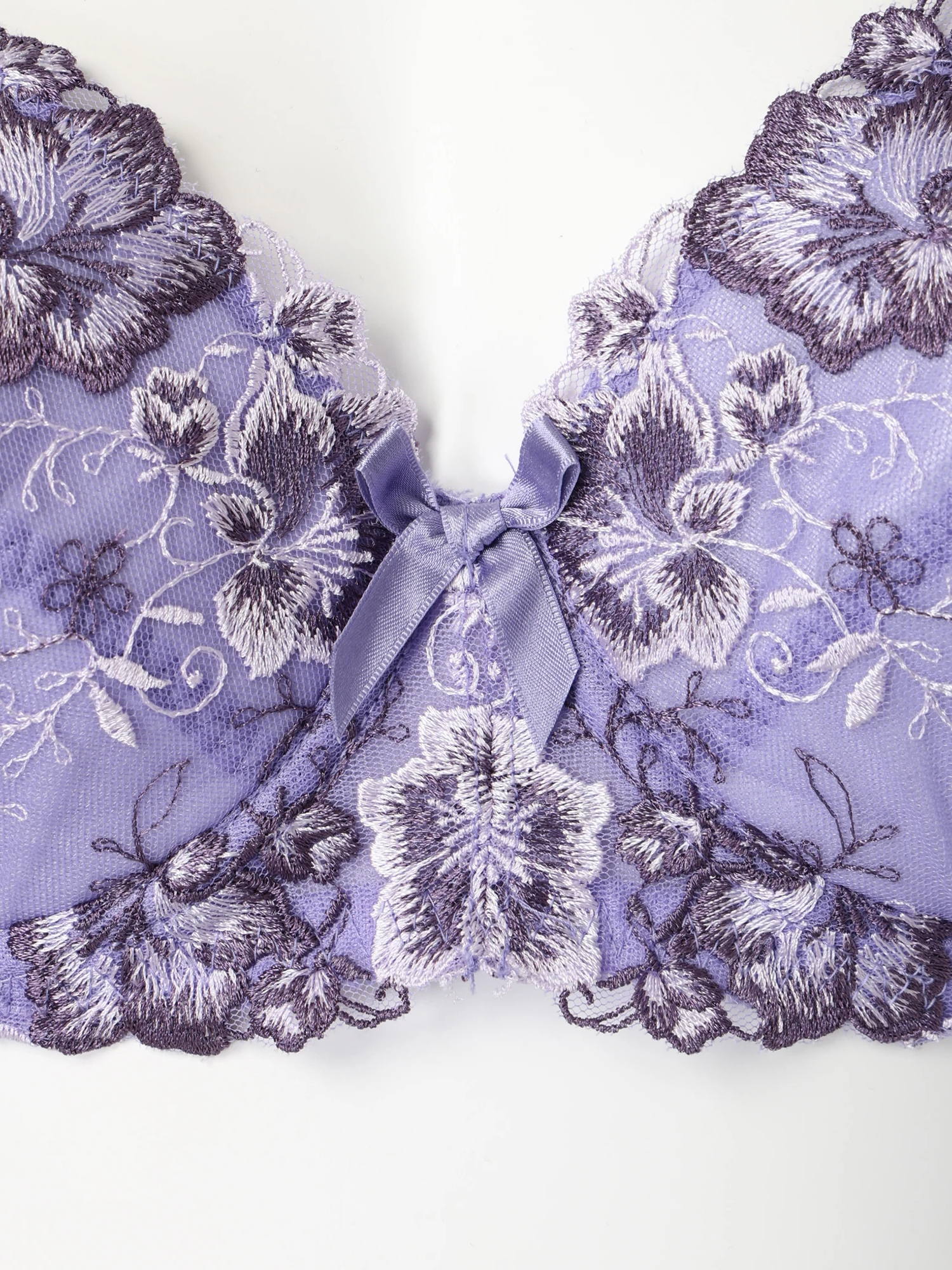 D85-H95]アザレア風刺しゅうブラ＆ショーツ[バイリーンカップ]（大きい