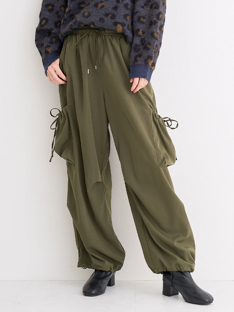 ドロストリボンポケットカーゴパンツ（大きいサイズ・ぽっちゃり女子