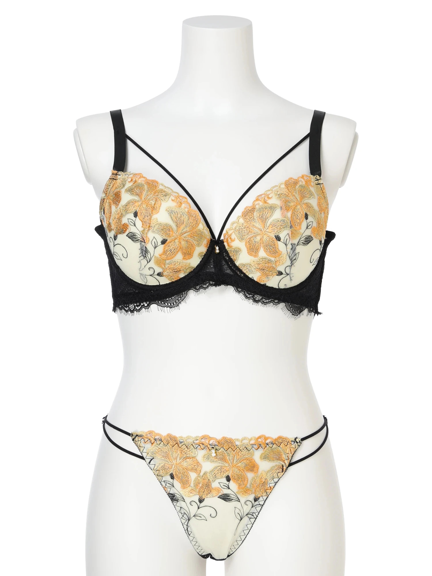 D85-I95]【脇高】ラグジュアリーブラ＆ショーツ(モールドカップ