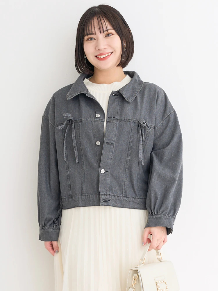 美品MSGRACY大きなリボンが可愛いデザインのデニムのジャケット、サイズM 楽天市場】トップス 大きいサイズ 綿100％ライトオンスデニム
