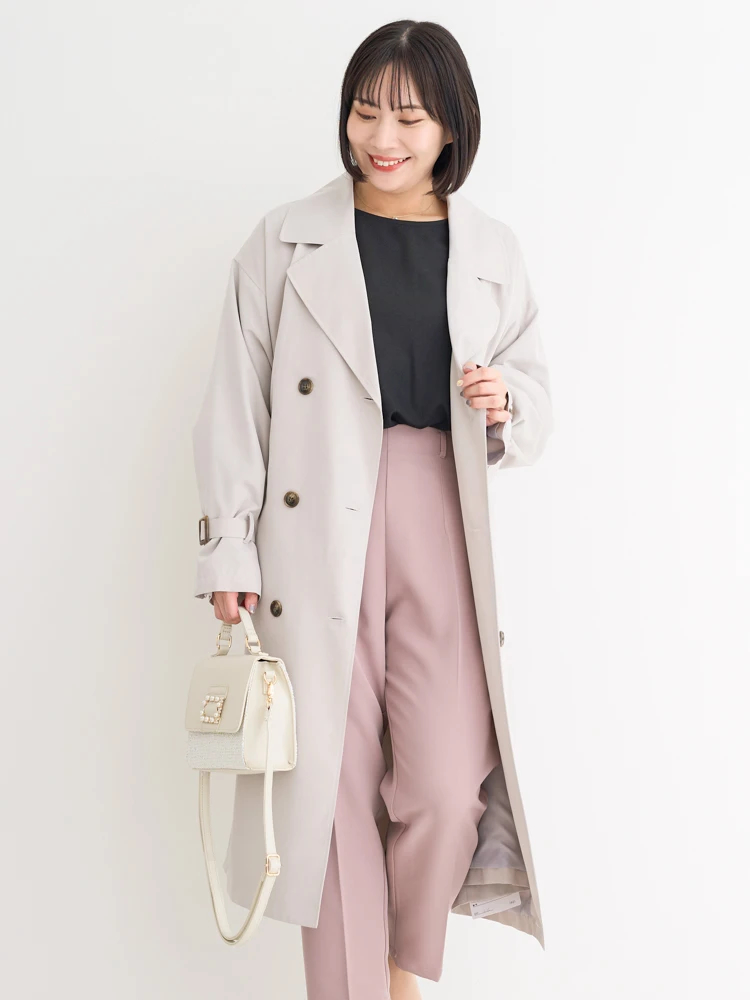 ロングトレンチコート（大きいサイズ・ぽっちゃり女子向け