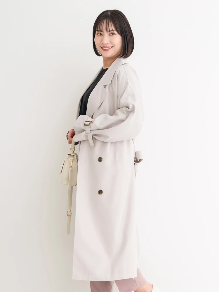 ロングトレンチコート（大きいサイズ・ぽっちゃり女子向け