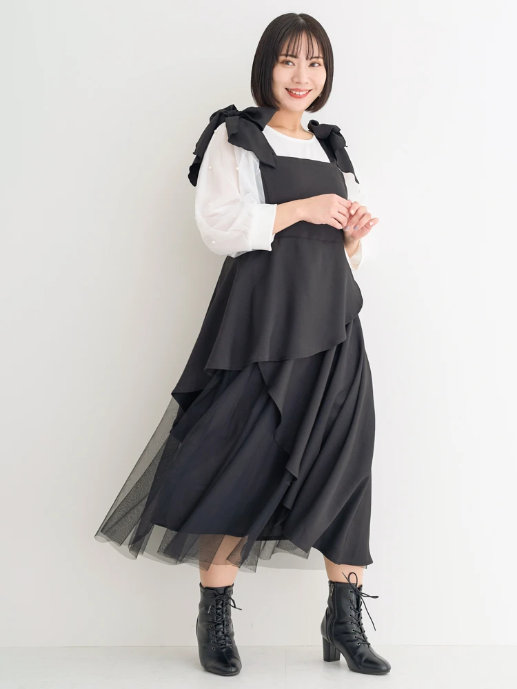 さをさを様 【AULA】チュールプリーツライダーワンショルダージャンパースカート さをさを様 【AULA】チュールプリーツライダーワンショルダー