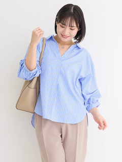 袖チュールリボンブラウス（大きいサイズ・ぽっちゃり女子向け