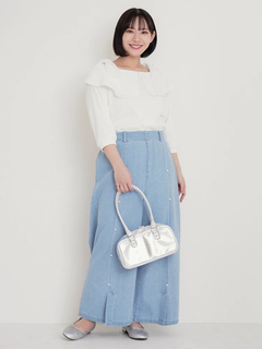 Re-J＆SUPURE(リジェイ＆スプル) |【WEB限定】パール付きデニムワイドパンツ