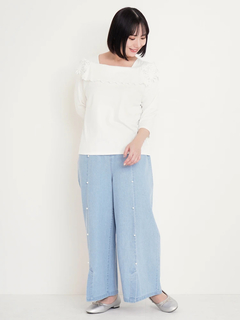 Re-J＆SUPURE(リジェイ＆スプル) |【WEB限定】パール付きデニムワイドパンツ