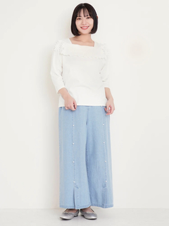 Re-J＆SUPURE(リジェイ＆スプル) |【WEB限定】パール付きデニムワイドパンツ