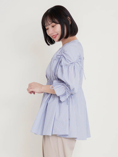 Re-J＆SUPURE(リジェイ＆スプル) |７分袖ドロストリボンノーカラーシャツチュニック