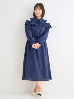 Re-J＆SUPURE(リジェイ＆スプル) |【WEB限定】無地・花柄肩レース切り替えフリルシャツワンピース