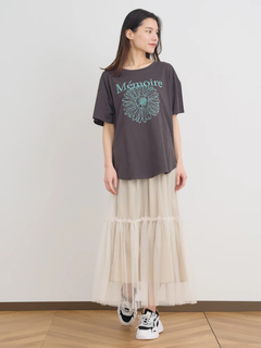 Re-J＆SUPURE(リジェイ＆スプル) |【接触冷感】フラワー×ロゴ刺繍Tシャツ