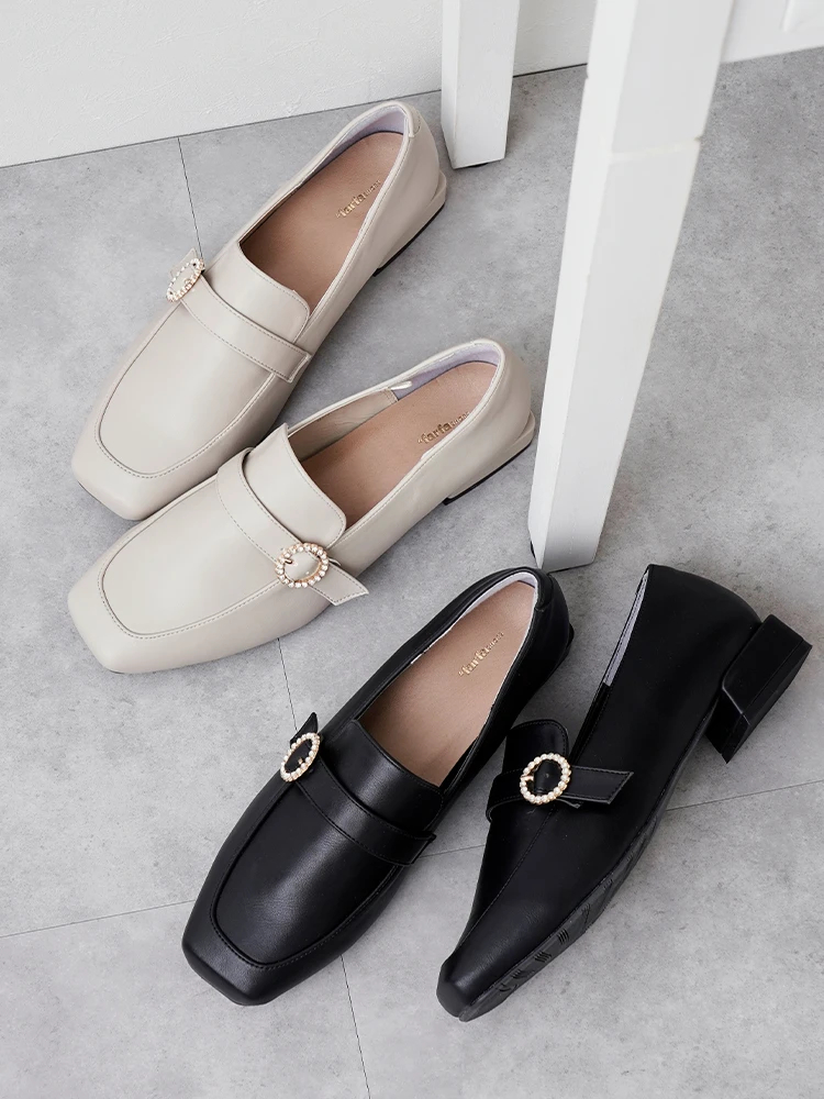 Re-J＆SUPURE(リジェイ＆スプル) |【la farfa SHOES/ラ・ファーファシューズ】ビジュー付きスクエアローファー