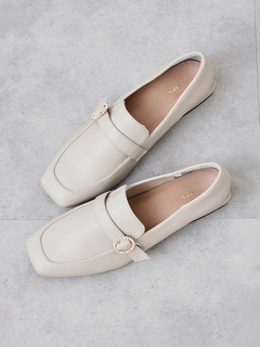 Re-J＆SUPURE(リジェイ＆スプル) |【la farfa SHOES/ラ・ファーファシューズ】ビジュー付きスクエアローファー