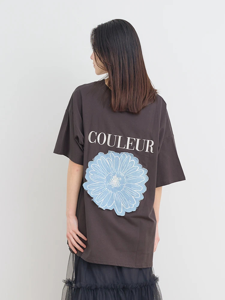 Re-J＆SUPURE(リジェイ＆スプル) |デニムフラワー刺繍Tシャツ