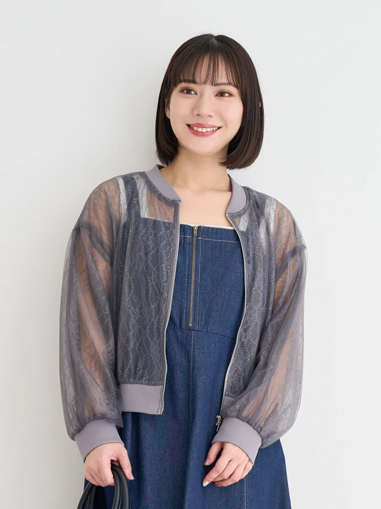 レースシアーブルゾン（大きいサイズ・ぽっちゃり女子向け