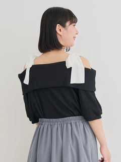 Re-J＆SUPURE(リジェイ＆スプル) |【WEB限定】ビジュー付きショルダーリボンオフショルトップス