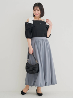 Re-J＆SUPURE(リジェイ＆スプル) |【WEB限定】ビジュー付きショルダーリボンオフショルトップス