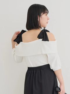 Re-J＆SUPURE(リジェイ＆スプル) |【WEB限定】ビジュー付きショルダーリボンオフショルトップス