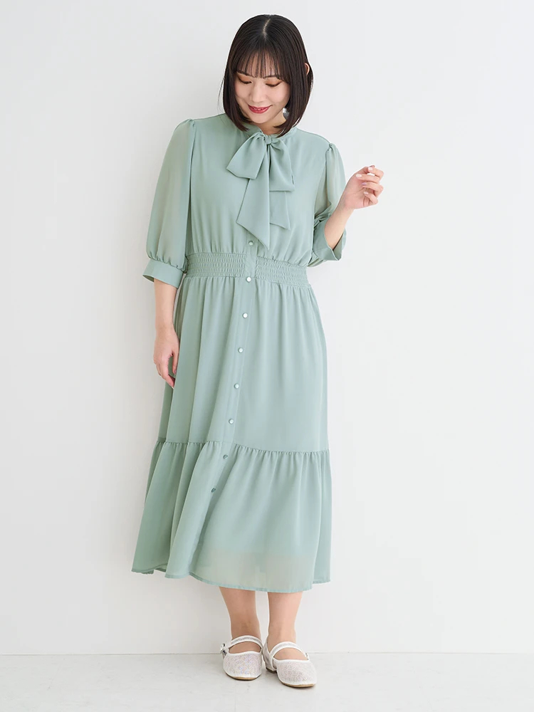 セール】 【小さいサイズ】立体Aラインドレスワンピース