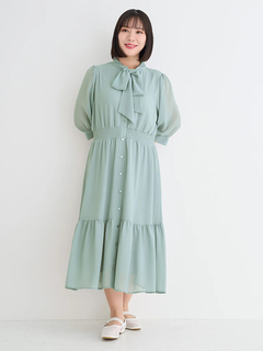 Re-J＆SUPURE(リジェイ＆スプル) |【WEB限定】シフォンジョーゼット５分袖ボウタイワンピース