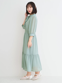 Re-J＆SUPURE(リジェイ＆スプル) |【WEB限定】シフォンジョーゼット５分袖ボウタイワンピース