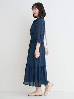 Re-J＆SUPURE(リジェイ＆スプル) |【WEB限定】シフォンジョーゼット５分袖ボウタイワンピース