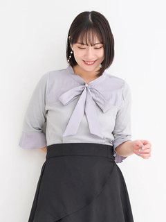 Re-J＆SUPURE(リジェイ＆スプル) |【WEB限定】5分袖布帛切り替えボウタイブラウス
