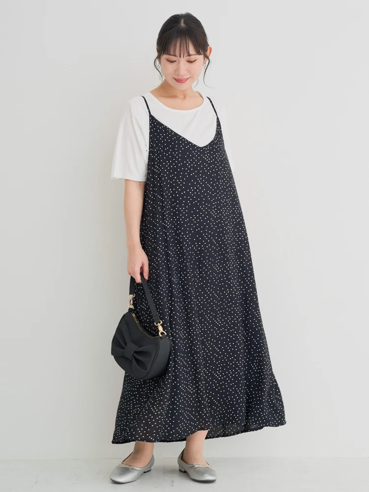 Re-J＆SUPURE(リジェイ＆スプル) |【接触冷感・UV】[SET]Tシャツ×キャミワンピース（無地・ドット柄・花柄）