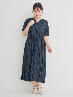 Re-J＆SUPURE(リジェイ＆スプル) |【接触冷感】ウエストリボンスキッパーシャツワンピース（無地・ストライプ柄・花柄）