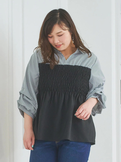 Re-J＆SUPURE(リジェイ＆スプル) |ストライプ柄シャツドッキングトップス