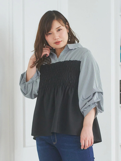 Re-J＆SUPURE(リジェイ＆スプル) |ストライプ柄シャツドッキングトップス
