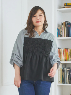 Re-J＆SUPURE(リジェイ＆スプル) |ストライプ柄シャツドッキングトップス