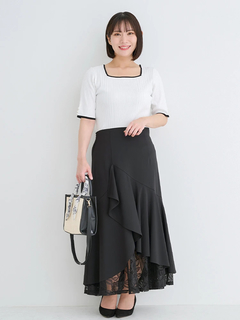 Re-J＆SUPURE(リジェイ＆スプル) |【WEB限定】レース切り替えラッフルスカート