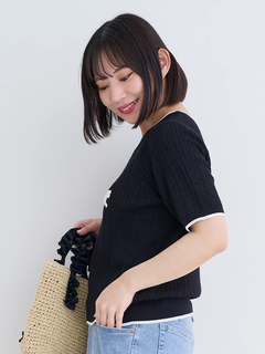 Re-J＆SUPURE(リジェイ＆スプル) |ロゴ刺繍ケーブルニットトップス