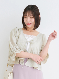 Re-J＆SUPURE(リジェイ＆スプル) |【WEB限定】ビジュージョーゼットリボンカーディガン