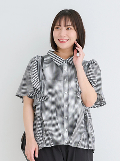 Re-J＆SUPURE(リジェイ＆スプル) |フレアスリーブブラウス（ストライプ柄・チェック柄）