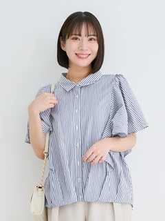 Re-J＆SUPURE(リジェイ＆スプル) |フレアスリーブブラウス（ストライプ柄・チェック柄）