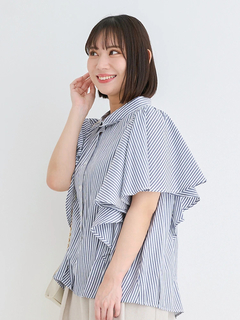 Re-J＆SUPURE(リジェイ＆スプル) |フレアスリーブブラウス（ストライプ柄・チェック柄）