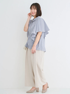 Re-J＆SUPURE(リジェイ＆スプル) |フレアスリーブブラウス（ストライプ柄・チェック柄）