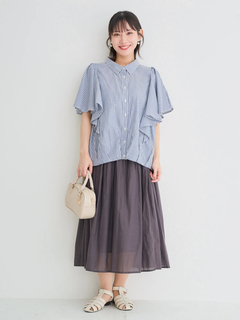 Re-J＆SUPURE(リジェイ＆スプル) |フレアスリーブブラウス（ストライプ柄・チェック柄）