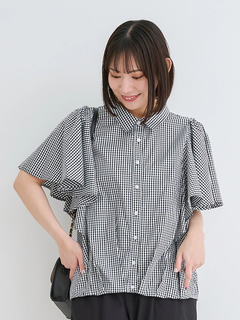 Re-J＆SUPURE(リジェイ＆スプル) |フレアスリーブブラウス（ストライプ柄・チェック柄）