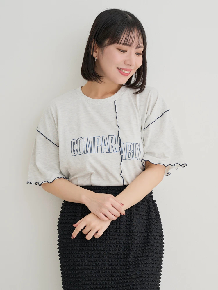 Re-J＆SUPURE(リジェイ＆スプル) |リメイク風ロゴプリントメローTシャツ