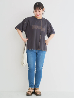 Re-J＆SUPURE(リジェイ＆スプル) |リメイク風ロゴプリントメローTシャツ